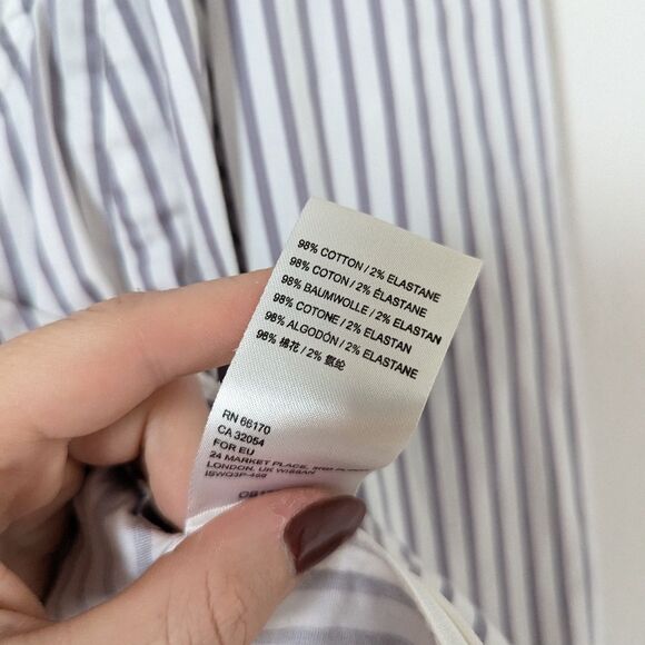 Free People white grey neutral stripe Caroline U-neck princess long sleeve top - Picture 4 of 6